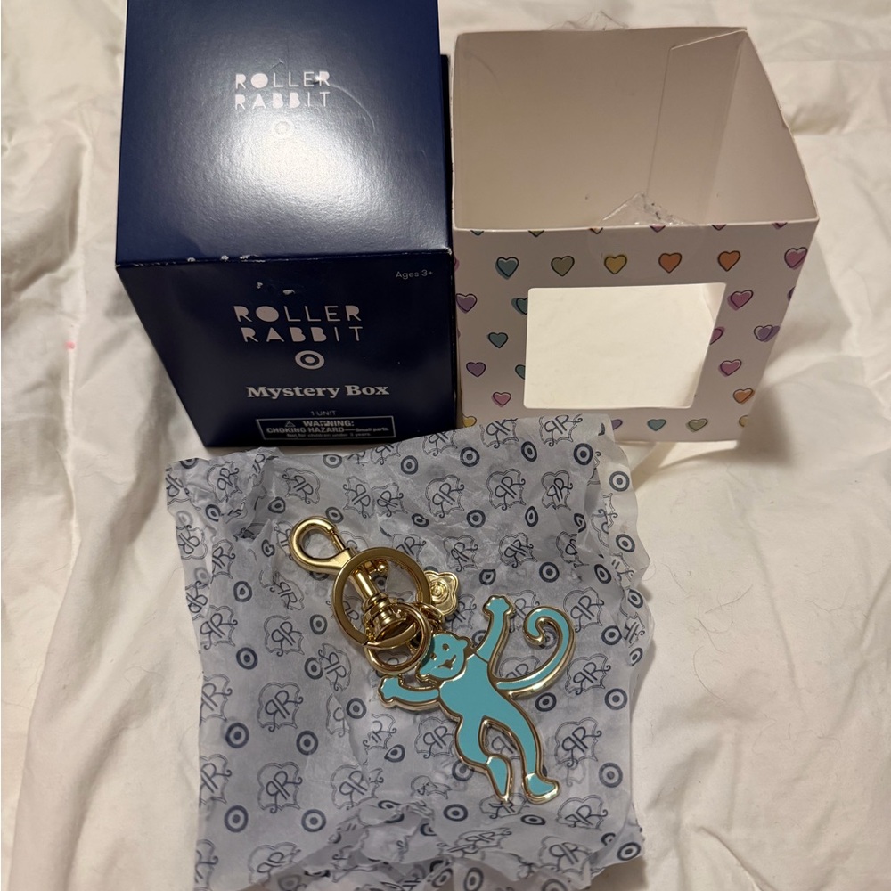 Roller Rabbit Target Turquoise Monkey Enamel Keyc… - image 2